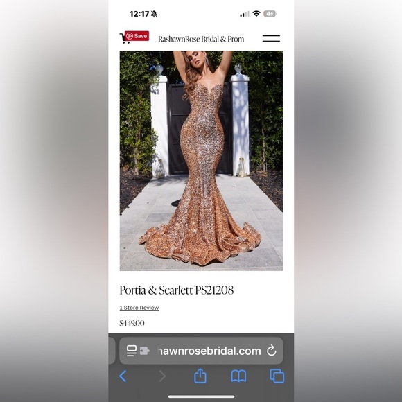 Portia and Scarlett Gold Sequin Prom Dress - Picture 1 of 7